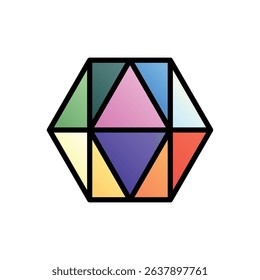 Cuboctahedron. Editable vector icon, coloured with outlined stroke.