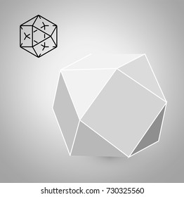 cuboctahedron is a geometric figure. Hipster Fashion minimalist design. Film solid bodies. cuboctahedron flat design vector illustration, fine art line. Vector illustration.