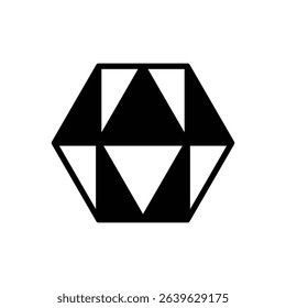 Cuboctahedron. Outlined stroke vector icon with black-filled details.