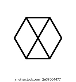 Cuboctahedron (vertex view). Editable stroke vector icon.