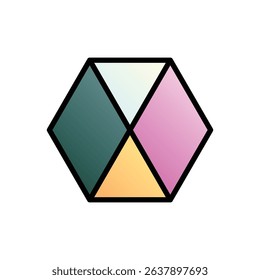 Cuboctahedron (vertex view). Editable vector icon, coloured with outlined stroke.