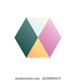Cuboctahedron (vertex view). Editable vector icon, coloured.