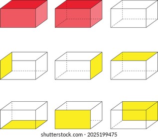 Cuboid in 3d all six faces with outlines