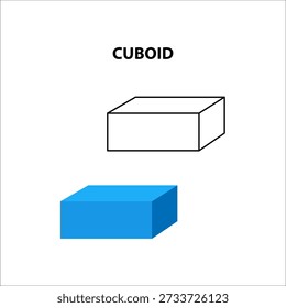 Cuboid 3d geometric shapes Cuboid. outline and color. shape. Maths geometrical figure form, realistic shapes model. Isolated vector illustration icon. mathematical figures	