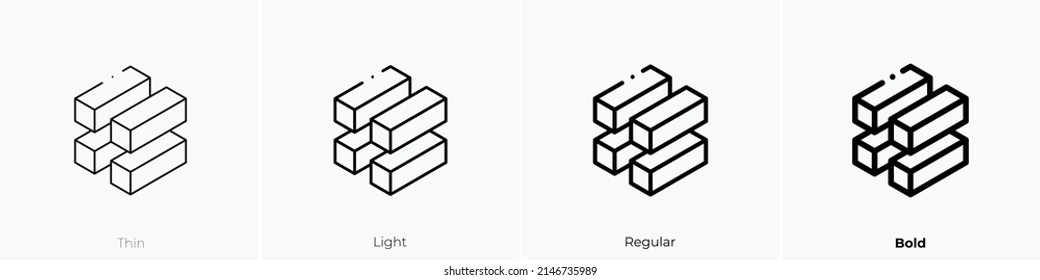 cuboid icon. Thin, Light Regular And Bold style design isolated on white background
