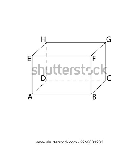 Cuboid, right rectangular prism, rectangular parallelepiped or orthogonal parallelepiped, hexahedron ABCDEFGH isolated on the white background. Vector. 商業照片 © 