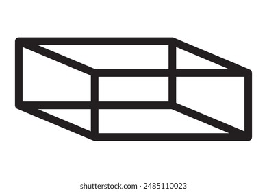 Cuboid silhouette, line icon, vector On white background. Box icon vector. Geometric shape,  Cuboid shape icon. Vector illustration.