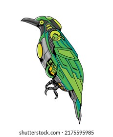 cucak ijo bird vector detail mecha style