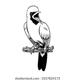 Cucak Ijo bird vector illustration standing upright with a touch of black and white detail suitable for logo design or as a pattern for your brand's clothes.