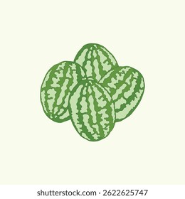 Ilustración de dibujos animados de diseño plano de verduras de calabaza Cucamelon