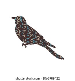 Cuckoo bird spiral pattern color silhouette animal