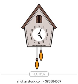 Cuckoo clock. Color flat icon isolated on a white background