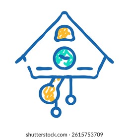 cuckoo clock doodle icon sketch vector. cuckoo clock sign. isolated symbol illustration