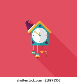 Cuckoo clock flat icon with long shadow,eps10