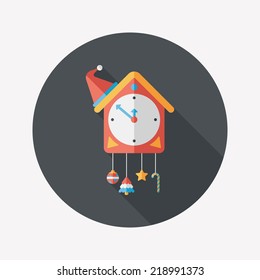 Cuckoo clock flat icon with long shadow,eps10