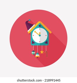 Cuckoo clock flat icon with long shadow,eps10