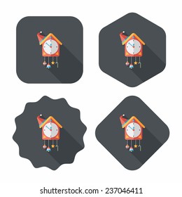 Cuckoo clock flat icon with long shadow,eps10