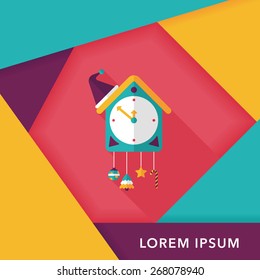 Cuckoo clock flat icon with long shadow,eps10