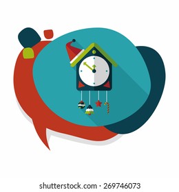 Cuckoo clock flat icon with long shadow,eps10