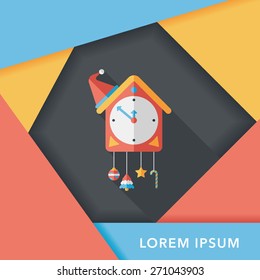 Cuckoo clock flat icon with long shadow,eps10