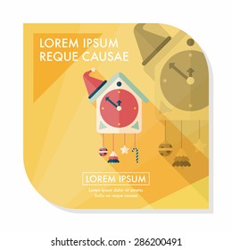 Cuckoo clock flat icon with long shadow,eps10