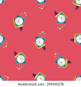 Cuckoo Clock Flat Icon,eps10 Seamless Pattern Background