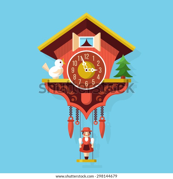 Cuckoo clock flat\
style vector\
illustration