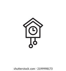 cuckoo clock icon. Alarm clock sign. Simple line design on a white background.