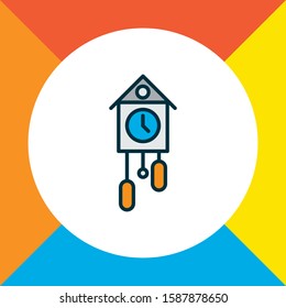 Cuckoo clock icon colored line symbol. Premium quality isolated wall watch element in trendy style.