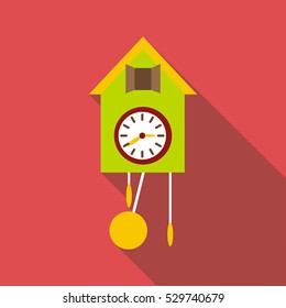 Cuckoo clock icon. Flat illustration of cuckoo clock vector icon for web