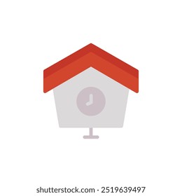 cuckoo clock icon flat style