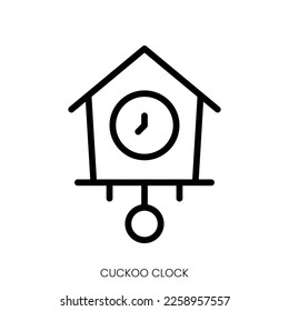 icono del reloj cuco. Diseño De Estilo De Arte De Línea Aislado En Fondo Blanco