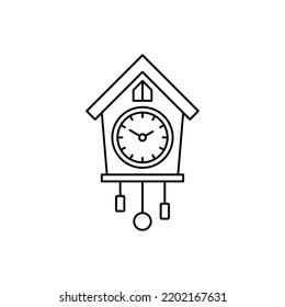 icono de reloj cuco en el estilo de línea, aislado en el fondo blanco