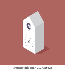 Cuckoo clock isometric view. Vector illustration
