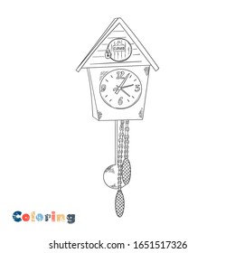 El reloj cucú está bloqueado. Ilustración vectorial en forma de colorante.