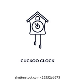 cuckoo clock  outline icon. Linear vector from furniture concept. Thin line cuckoo clock  icon isolated on white background