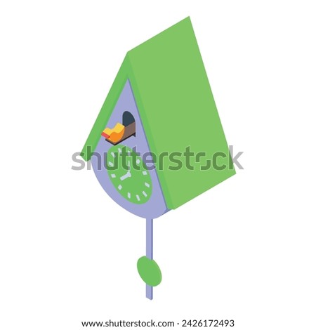 Cuckoo Clock pendulum icon isometric vector. Hour bird. Creative time