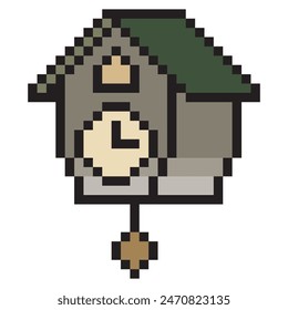 Cuckoo clock in pixel art style
