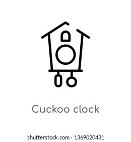 cuckoo clock vector line icon. Simple element illustration. cuckoo clock outline icon from furniture & household concept. Can be used for web and mobile