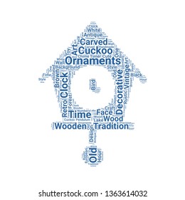 cuckoo clock word cloud. tag cloud about cuckoo clock