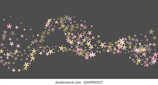 Cuckoo primitive flowers vector illustration. Lovely garden bloom elements scattered. Hinamatsuri Doll's Day motif. Geometric flowers Cuckoo rustic blossom. Stripy petals.