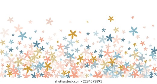 Cuckoo rustic flowers vector design. Small field floral elements scattered. Cinco De Mayo holiday background. Retro flowers Cuckoo stylized blossom. Summer daisies.