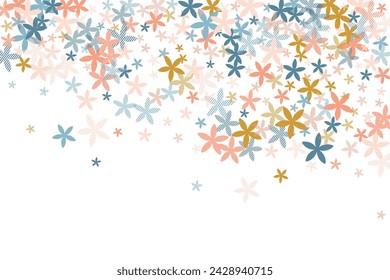 Cuckoo rustic flowers vector design. Pretty meadow bloom elements scattered. Easter holiday background. Trendy flowers Cuckoo simple blossom. Tabby petals.