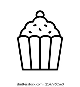 Cucpcake Icon. Line Art Style Design Isolated On White Background