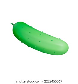 Cucumber 3d icon. vegetable. Isolated object on transparent background