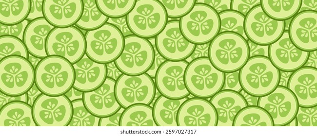 Cucumber background. Vector illustration. Flat style	