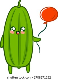 Cucumber con globo, ilustración, vector sobre fondo blanco