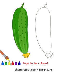 Cucumber to be colored, the coloring book for preschool kids with easy educational gaming level.