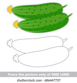 Cucumber to be traced only of one line, the tracing educational game to preschool kids with easy game level, the colorful and colorless version.