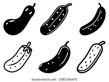 Cucumber black icon drawing white background vector illustration design.